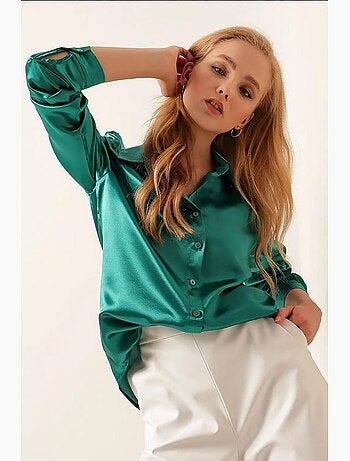 Chemise en satin tissé à boutons bdart