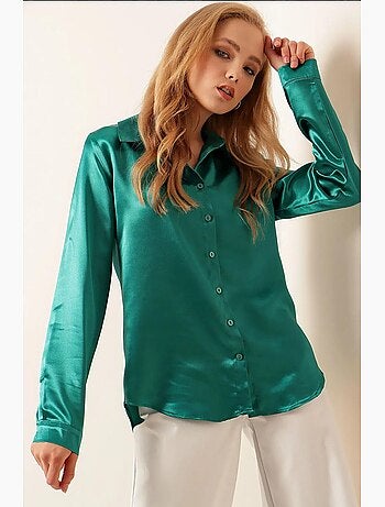 Chemise en satin tissé à boutons bdart
