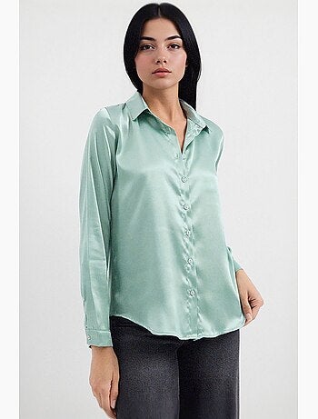 Chemise en satin tissé à boutons bdart