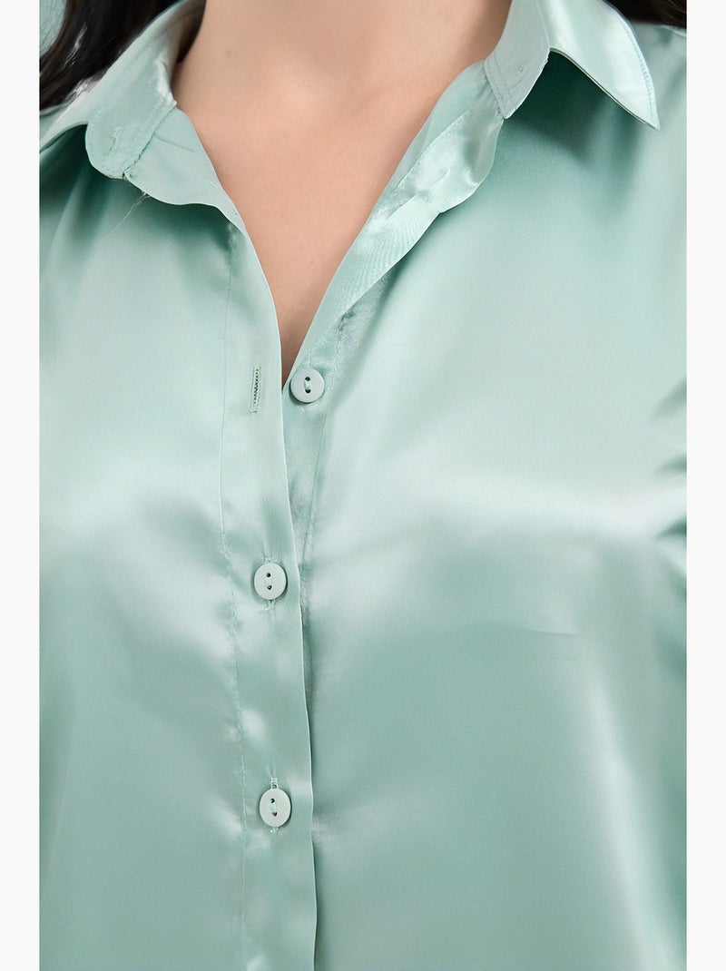 Chemise en satin tissé à boutons bdart Vert pastel - Kiabi