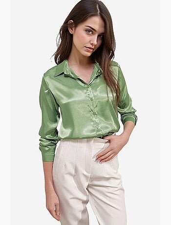 Chemise en satin tissé à boutons bdart