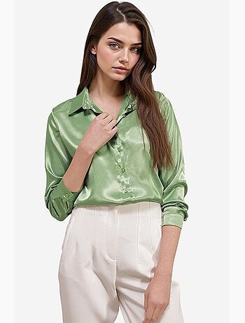 Chemise en satin tissé à boutons bdart