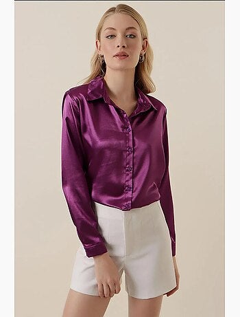 Chemise en satin tissé à boutons bdart