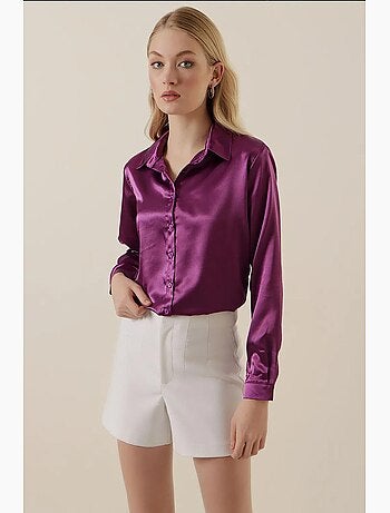Chemise en satin tissé à boutons bdart