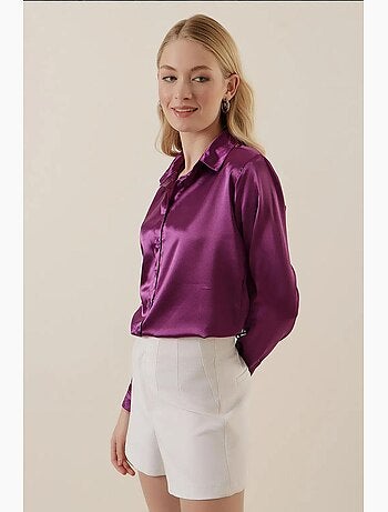 Chemise en satin tissé à boutons bdart