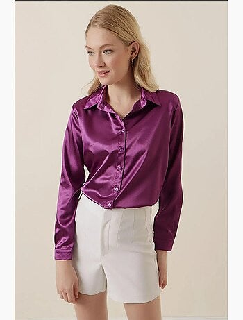 Chemise en satin tissé à boutons bdart