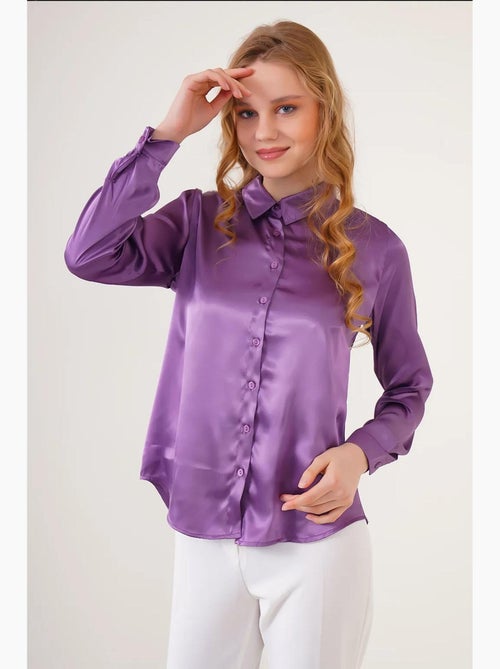 Chemise en satin tissé à boutons bdart - Kiabi Chemise en satin tissé à boutons bdart - Kiabi
