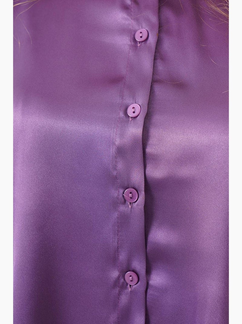 Chemise en satin tissé à boutons bdart Violet - Kiabi