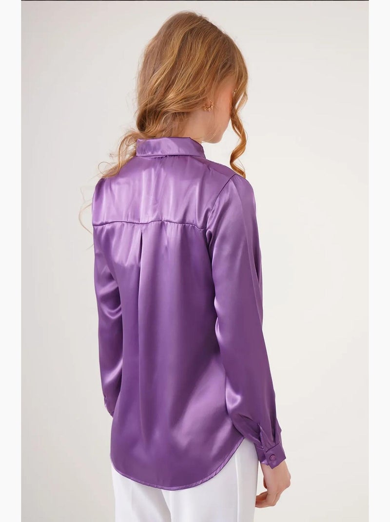 Chemise en satin tissé à boutons bdart Violet - Kiabi