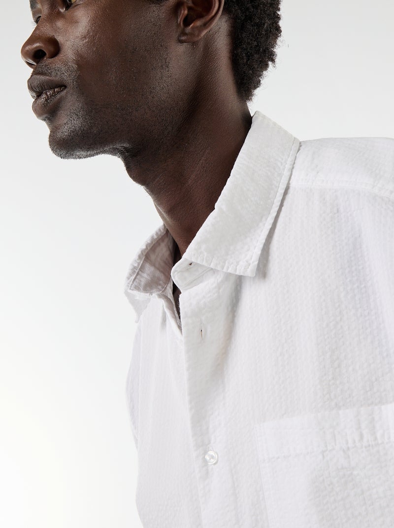Chemise en seesucker à manches courtes Blanc - Kiabi