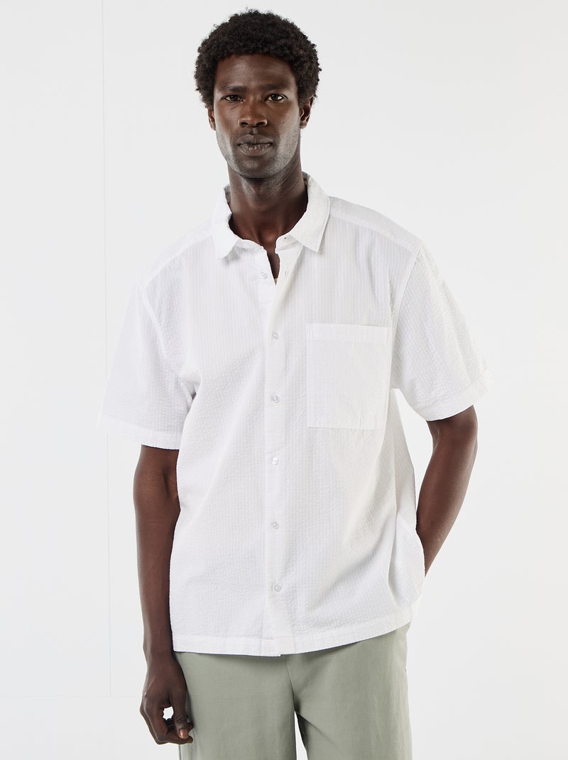 Chemise en seesucker à manches courtes Blanc - Kiabi