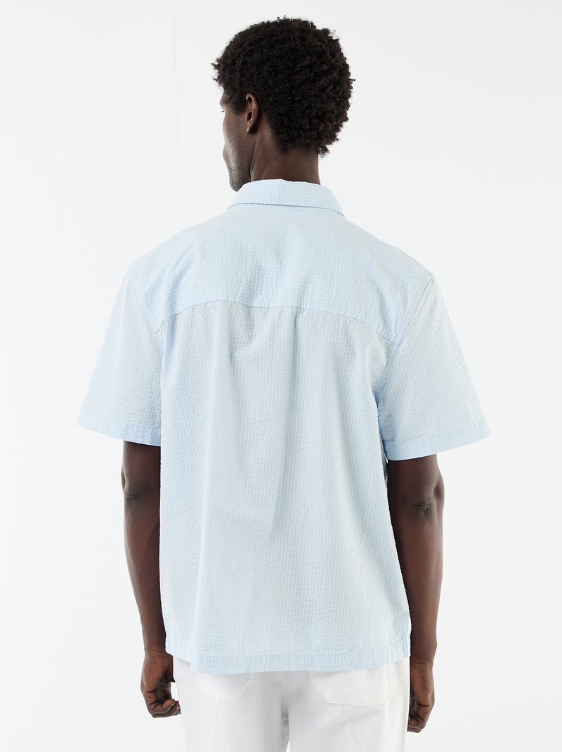 Chemise en seesucker à manches courtes Bleu - Kiabi