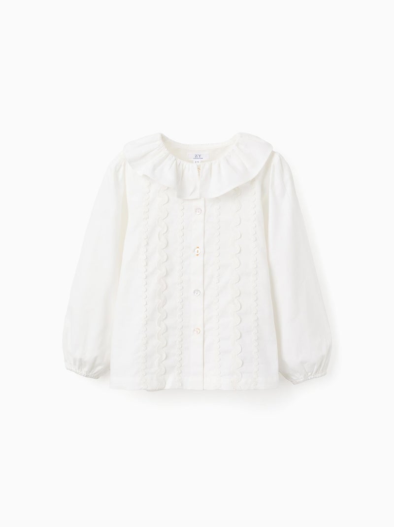 Chemise en Sergé de Coton avec Rubans Ondulés Beige clair - Kiabi