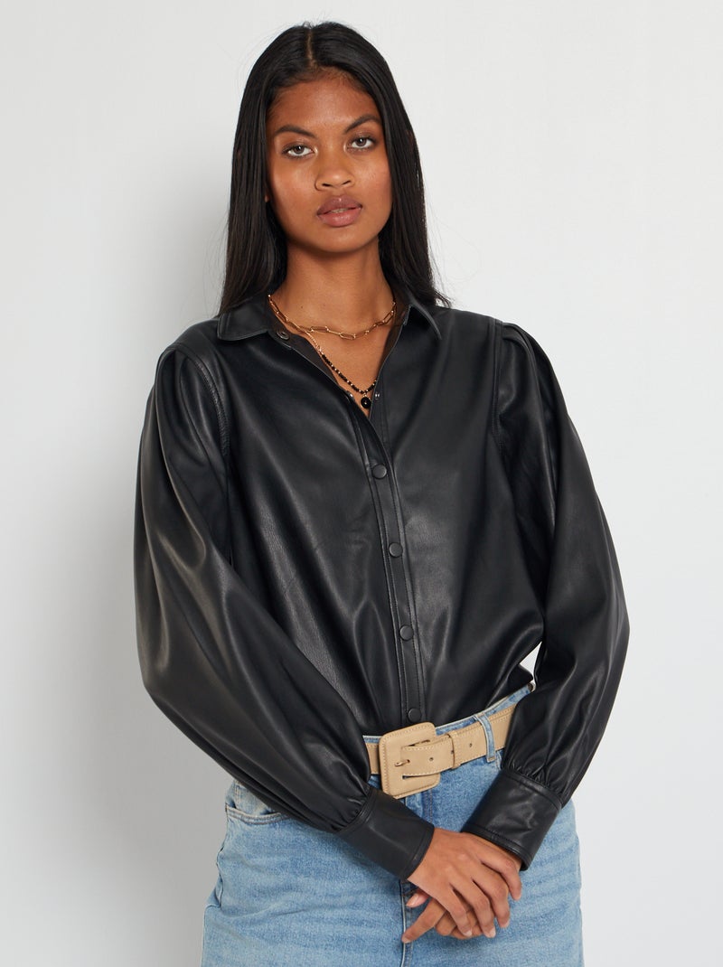 Chemise en simili noir - Kiabi
