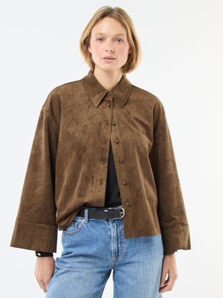 Chemise en suédine à manches longues