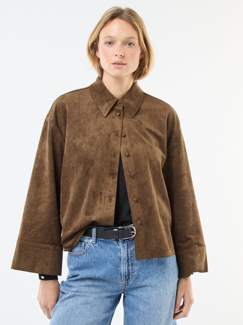 Chemise en suédine à manches longues - Kiabi