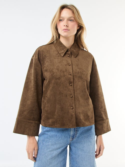 Chemise en suédine à manches longues - Kiabi