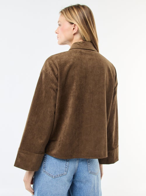 Chemise en suédine à manches longues - Kiabi