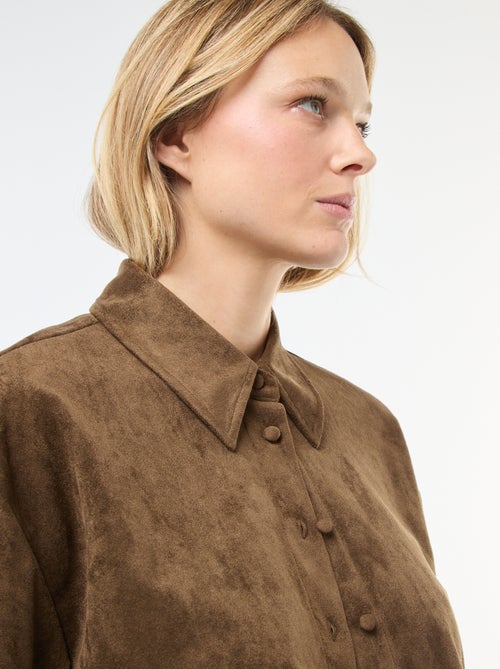 Chemise en suédine à manches longues - Kiabi