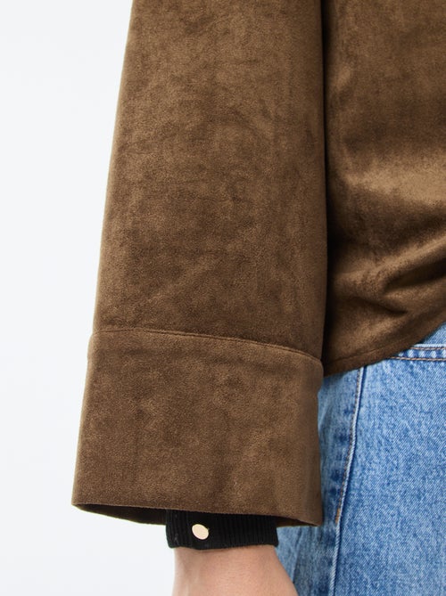 Chemise en suédine à manches longues - Kiabi