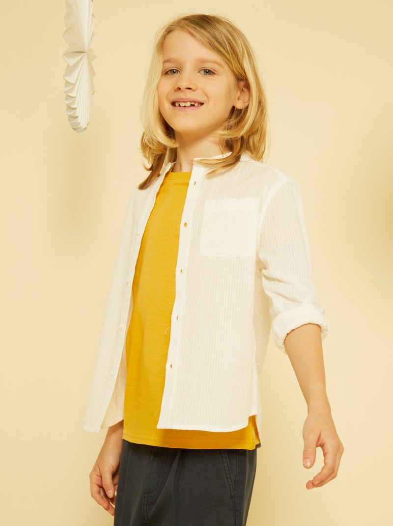 Chemise en tissu gaufré blanc - Kiabi