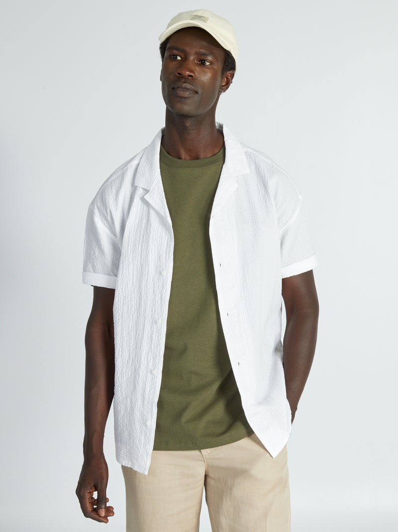 Chemise en tissu gaufrée blanc - Kiabi