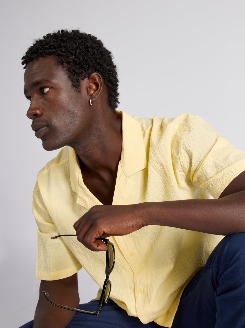 Chemise en tissu gaufrée Jaune - Kiabi
