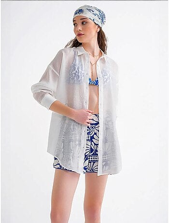 Chemise en tulle surdimensionnée avec fermeture à boutons mixray