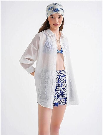 Chemise en tulle surdimensionnée avec fermeture à boutons mixray