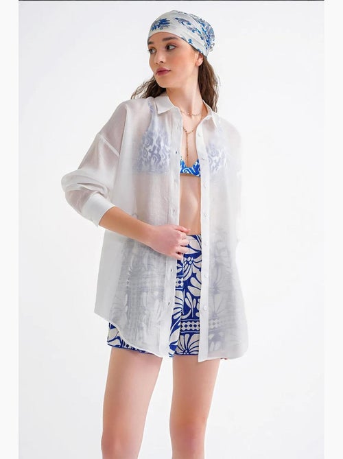 Chemise en tulle surdimensionnée avec fermeture à boutons mixray - Kiabi Chemise en tulle surdimensionnée avec fermeture à boutons mixray - Kiabi