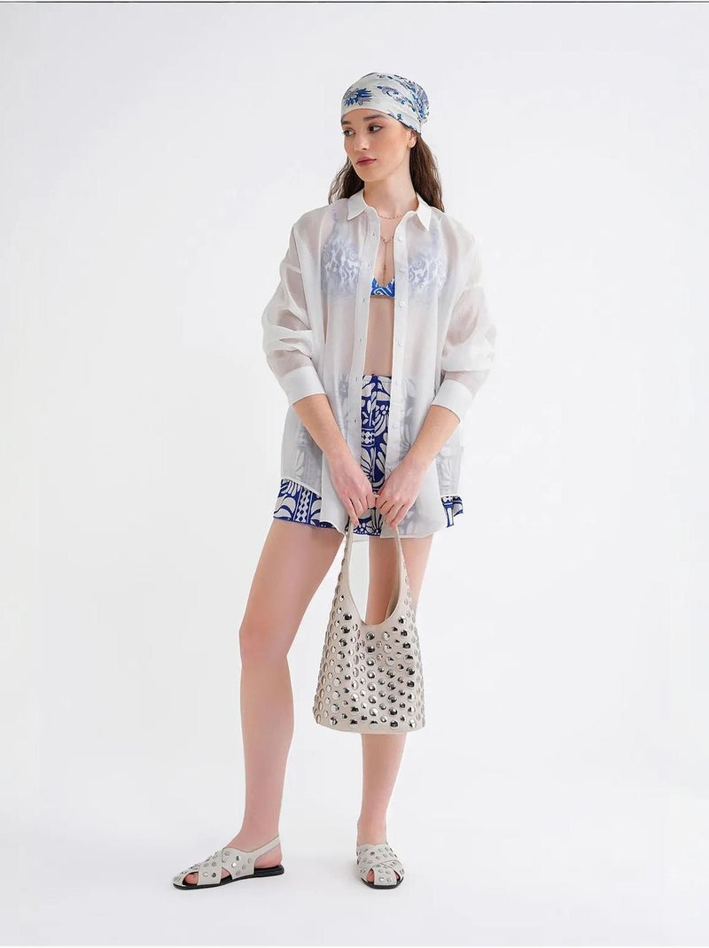 Chemise en tulle surdimensionnée avec fermeture à boutons mixray Blanc - Kiabi