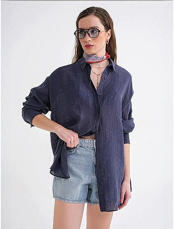 Chemise en tulle surdimensionnée avec fermeture à boutons mixray