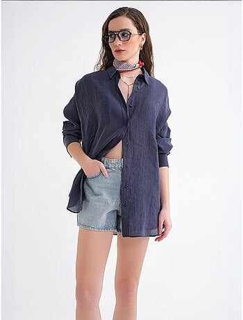Chemise en tulle surdimensionnée avec fermeture à boutons mixray