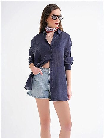 Chemise en tulle surdimensionnée avec fermeture à boutons mixray