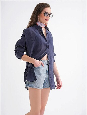 Chemise en tulle surdimensionnée avec fermeture à boutons mixray