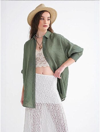 Chemise en tulle surdimensionnée avec fermeture à boutons mixray