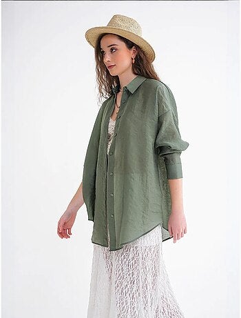 Chemise en tulle surdimensionnée avec fermeture à boutons mixray