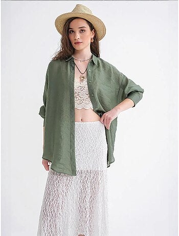 Chemise en tulle surdimensionnée avec fermeture à boutons mixray