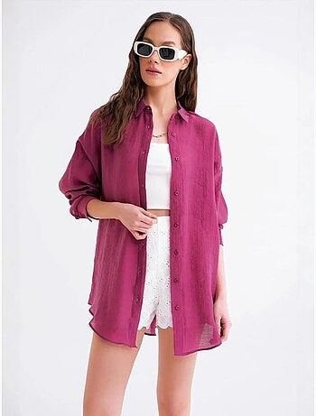 Chemise en tulle surdimensionnée avec fermeture à boutons mixray