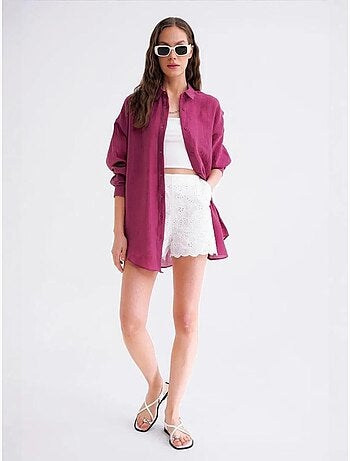 Chemise en tulle surdimensionnée avec fermeture à boutons mixray