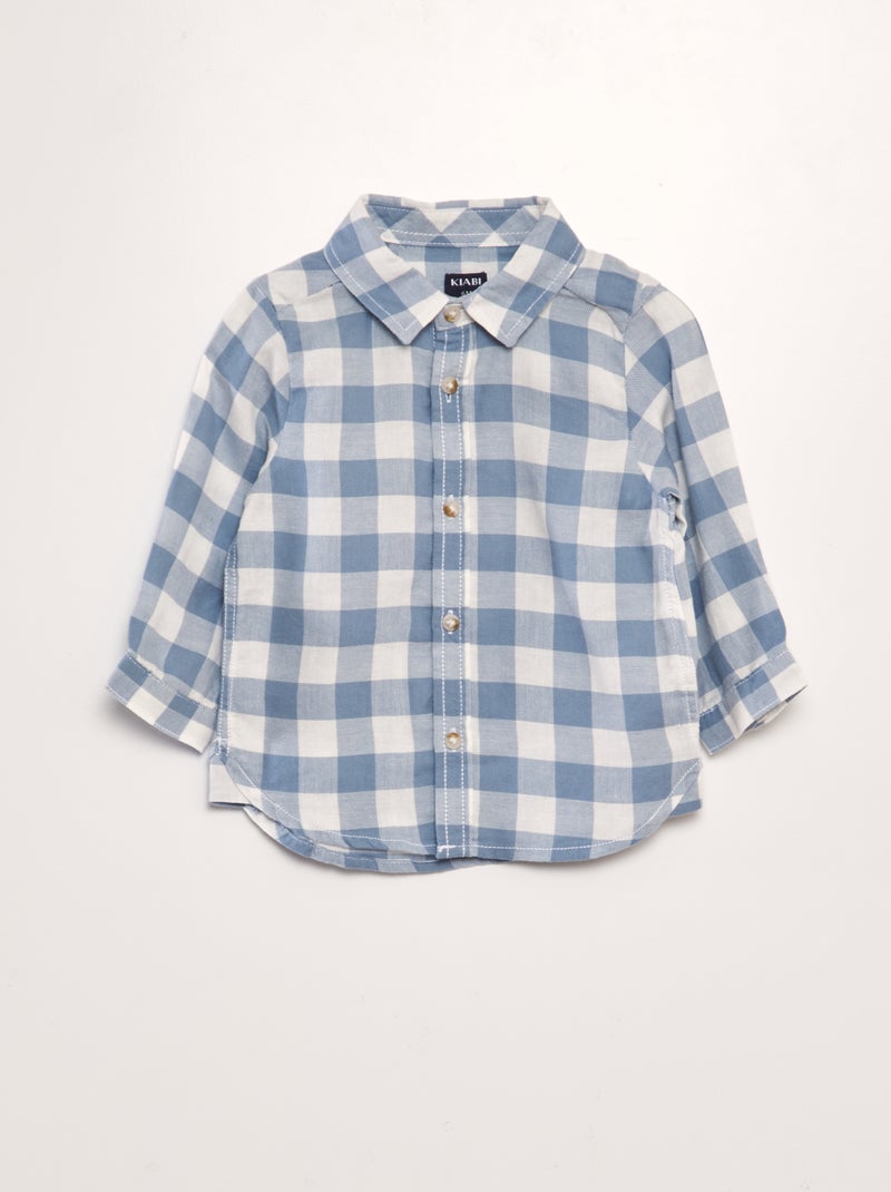 Chemise en twill à carreaux Bleu - Kiabi