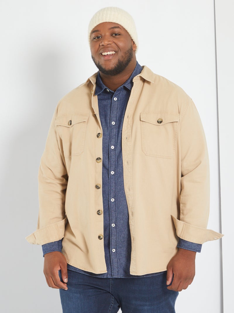 Chemise en twill de coton Beige - Kiabi