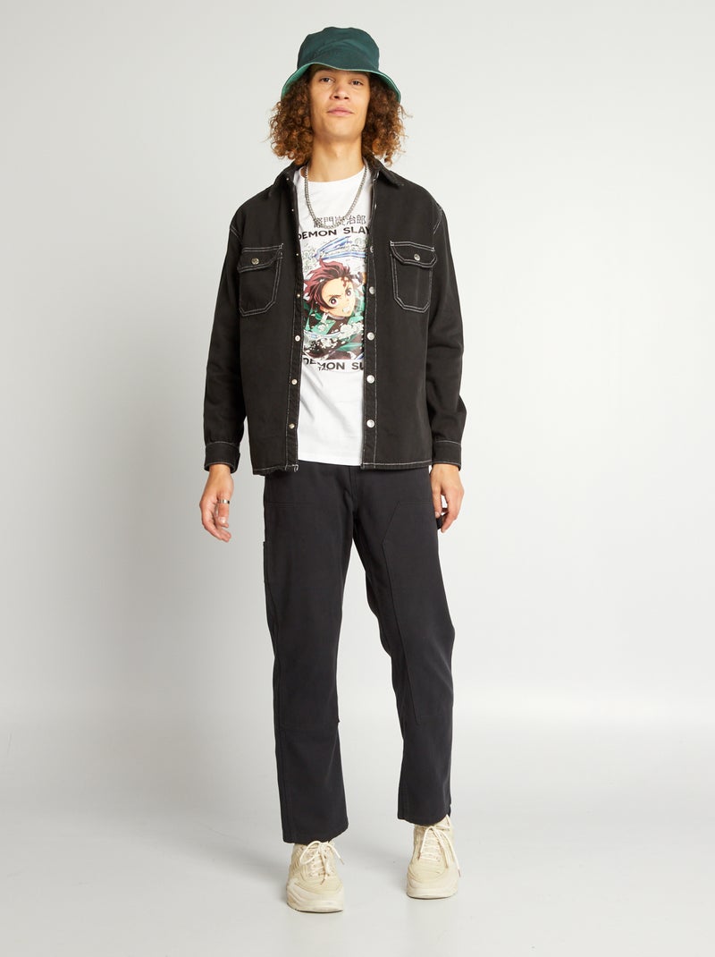 Chemise en twill noir - Kiabi