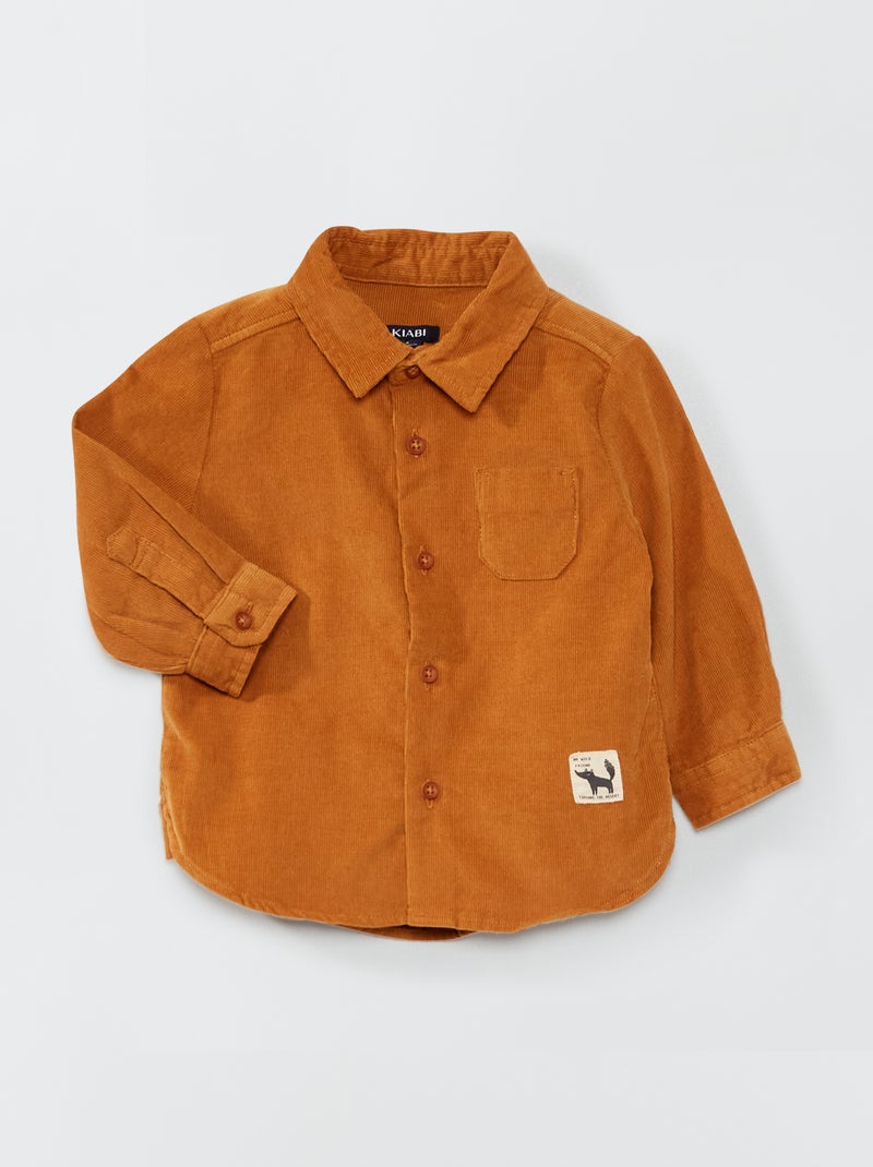 Chemise en velours avec imprimés fantaisie Marron - Kiabi