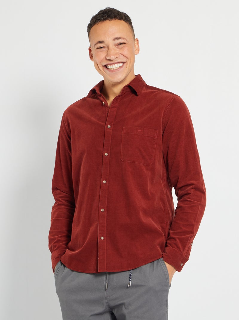 Chemise en velours brique - Kiabi