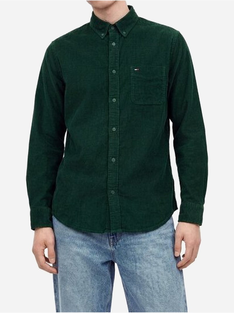 Chemise en velours côtelé - tommy jeans Vert foncé - Kiabi