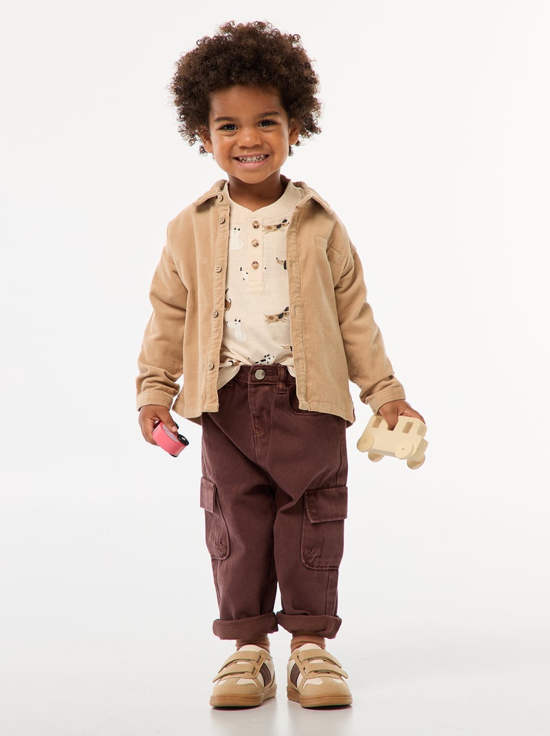 Chemise en velours côtelé Beige - Kiabi