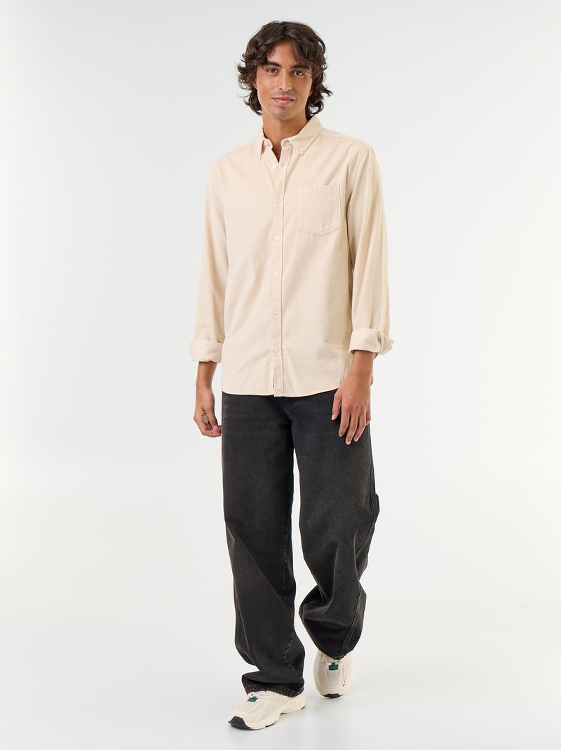 Chemise en velours côtelé Beige - Kiabi