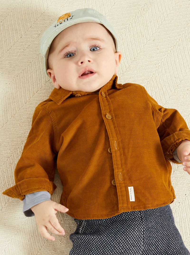 Chemise en velours côtelé camel - Kiabi
