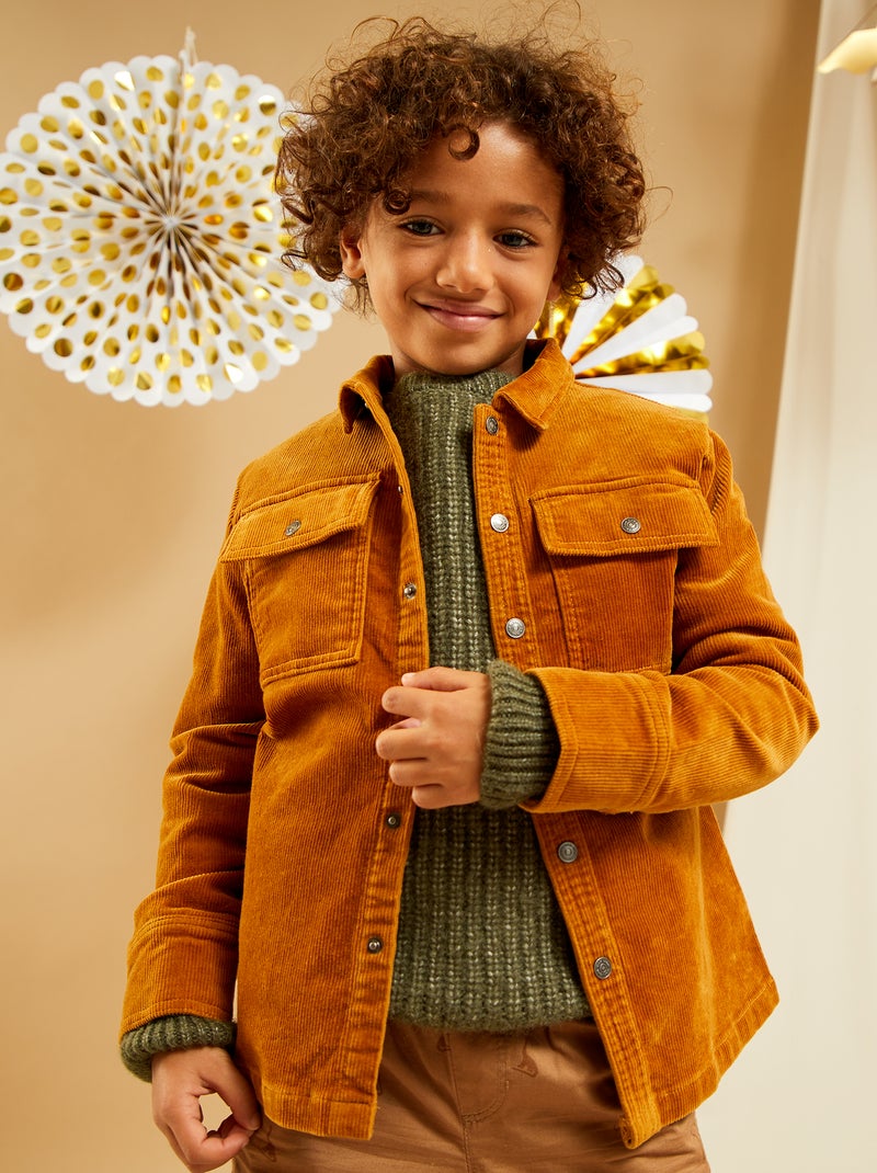 Chemise en velours côtelé Jaune moutarde - Kiabi